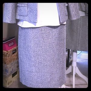 Tahari Gray/Silver Metallic Pencil Skirt
